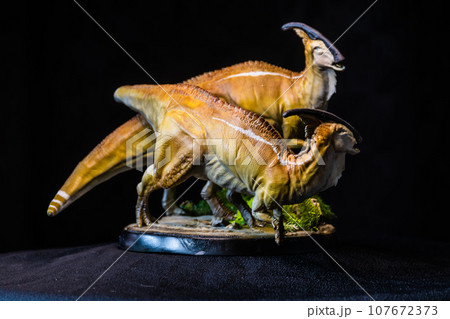 Parasaurolophus Dinosaur in the dark 107672373