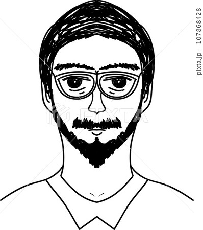 Man with glasses, hand drawn vector illustration 107868428