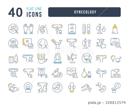 Set of linear icons of Gynecology 108813574