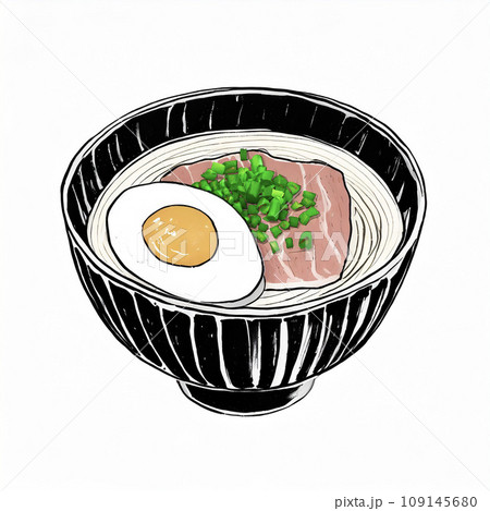 手描き風　ラーメンの水彩風イラスト　Generative AI 109145680