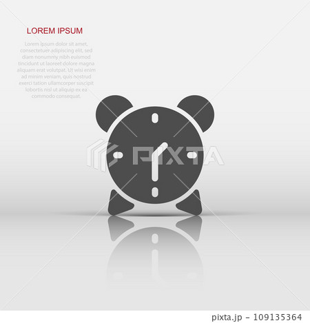 Clock icon in flat style. Watch vector illustration on white isolated background. Timer business concept. 109135364