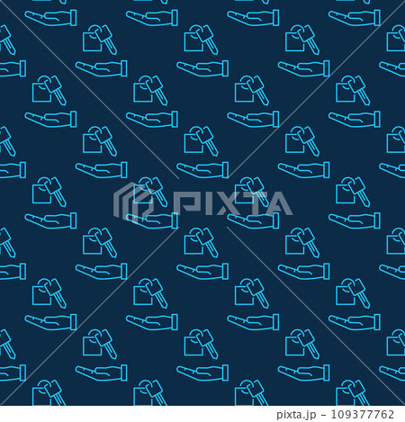 Hand with Car Key vector Car Rental concept line blue seamless pattern 109377762