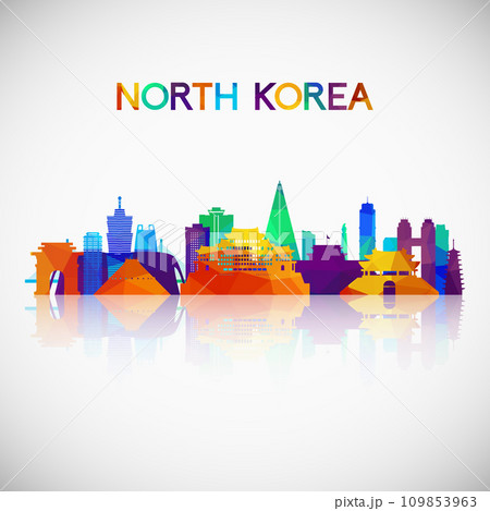 North Korea skyline silhouette in colorful geometric style.  109853963