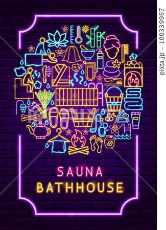 Sauna Bathhouse Neon Poster 100339967