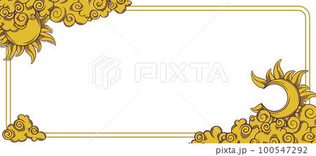 Tarot banner with moon and sun. Golden tarot frame for esoteric designs. Vector illustration 100547292