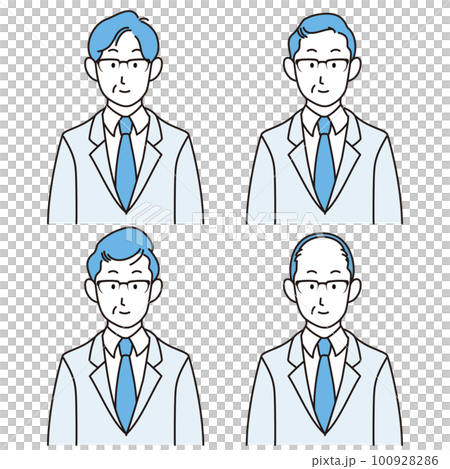 Upper body illustration set of a man wearing a suit 100928286