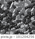 Gray Black 3D Hearts on Gray Seamless Pattern 101204256