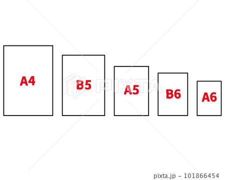 用紙のサイズ。A4、B5、A5、B6、A6。用紙の大きさ。ベクターイラストのイラスト素材 [101866454] - PIXTA