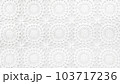 レトロでかわいい白いレースの背景 - レース編みのクロスのクローズアップ 103717236