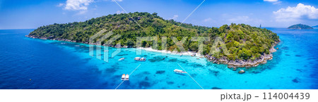 Aerial view of Similan island in Phang Nga, Thailand 114004439