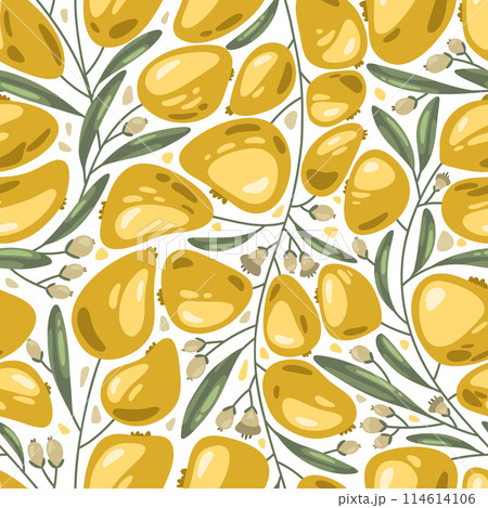 Creative fruits pattern. Yellow, gold apples 114614106