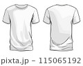 Blank white t-shirt template, front and back 115065192