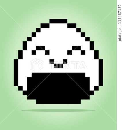 8 bit pixel of onigiri. Japanese food for game assets and cross stitch patterns in vector illustrations. 115487180