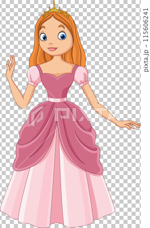 Vector cartoon beautiful princess in pink dress 115606241