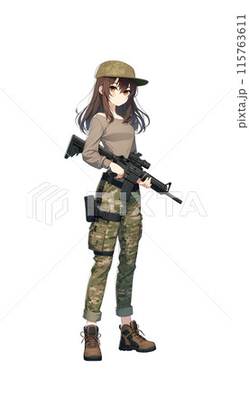 銃を構える女の子  115763611