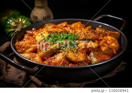 Delight in the exquisite flavors of kimchi jjigae. a scrumptious and authentic south korean stew 116026941