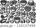 Outline Set of Mexican Food 116137499