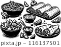 Outline Set of Mexican Food 116137501