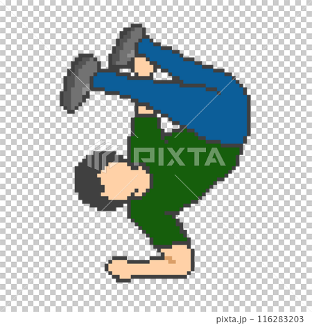 Breakdance_pixel art male (green clothes) 116283203