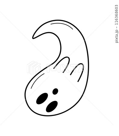 Cartoon haunted Halloween icon. Vector illustration of cute ghost character. 116368603