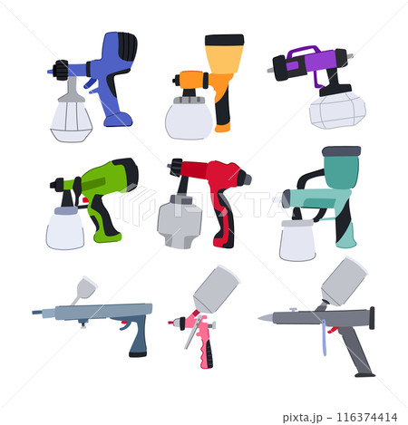 paint sprayer set cartoon vector illustration 116374414