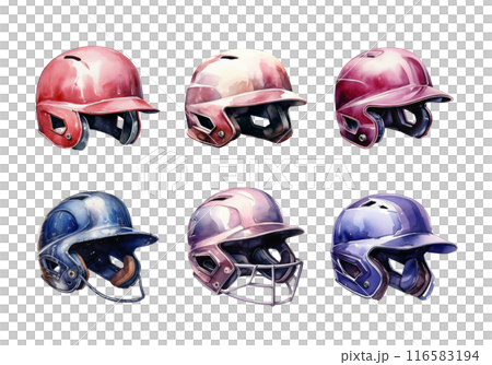 Cute watercolor painting style illustration of Baseball Helmet, isolated on white background 116583194