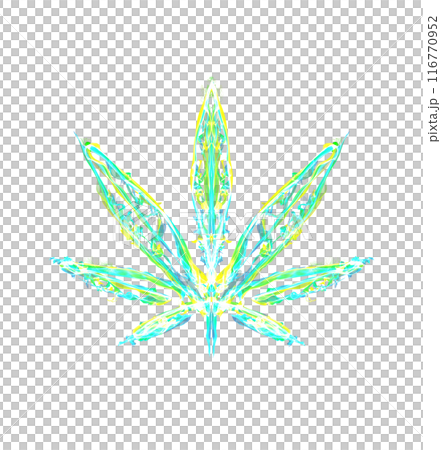 Transparent Abstract glowing Cannabis or Marijuana leaf. Neon Sign. luminous, iridescent symbol dark background. Isolated on black glow icon. png 116770952