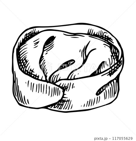 asian dumpling, illustration in sketch style. frozen convenience food 117055629