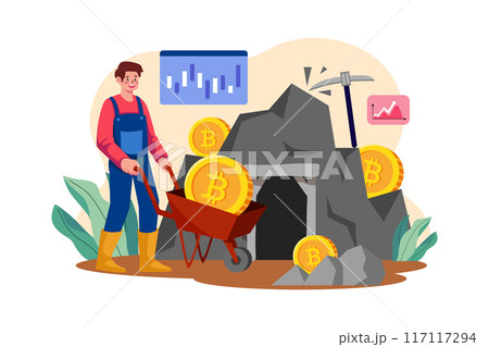 Cryptocurrency Mining Illustration concept on white background 117117294