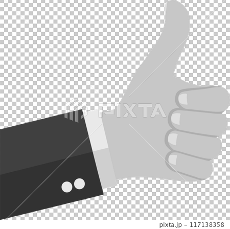 Businessman's left hand thumbs up sign_02_AI generated image 117138358