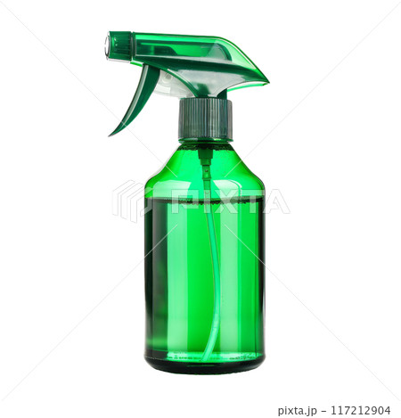 Green Spray Bottle for Cleaning Solution Isolated without Background 117212904