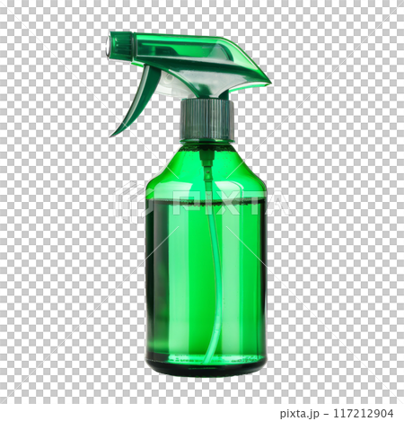 Green Spray Bottle for Cleaning Solution Isolated without Background 117212904