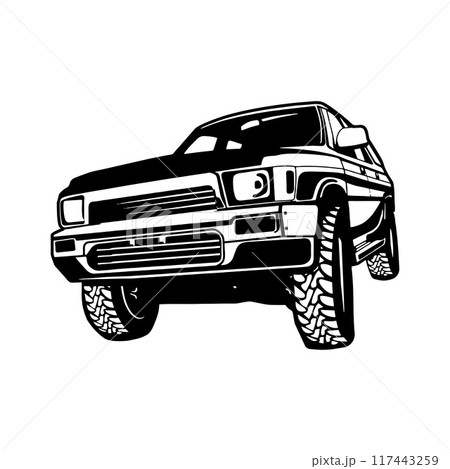 RAV4 1993 Muscle car - US Car - Classic Car, Stencil, Silhouette, Vector Clip Art for tshirt and emblem 117443259