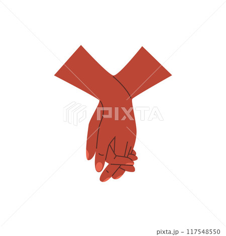 Vector illustration of hands touching in flat style on isolated background. 117548550