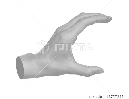 Hand shows virtual holding something isolated on transparent background. Contemporary art 117572454