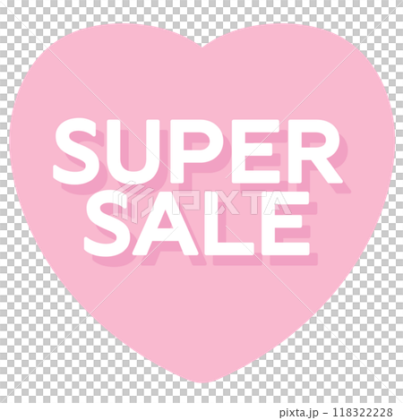 Illustration of SUPER SALE heart icon for online shopping, grocery shopping, supermarket, brochure, price tag, print, discount sticker, campaign badge, ad template, promotion, marketing, business 118322228