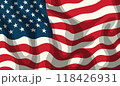 America Flag Background. Waving American Flag Close-up. Stylized USA Flag Vector Illustration. 118426931