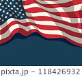 America Flag Background. Waving American Flag Close-up. Stylized USA Flag Vector Illustration. 118426932