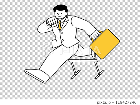 Illustration of a businessman jumping over a hurdle 118427246