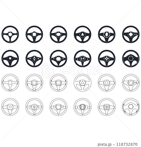 Steering wheel logo vector illustrations 118732870