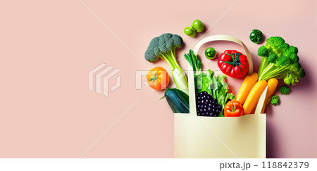 Nutrient-Rich Variety: Assorted Vegetables in a Paper Bag - Generative AI 118842379