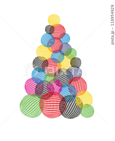 Christmas tree abstraction made of circles. hand drawing. Not AI, Vector illustrations. 118954929