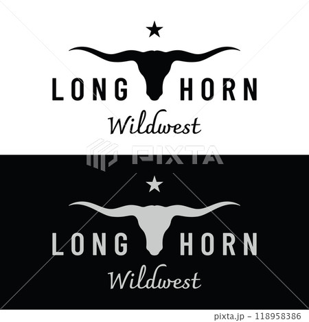 Longhorn bull, cow and buffalo vintage logo template. for badges, restaurant, business. 118958386