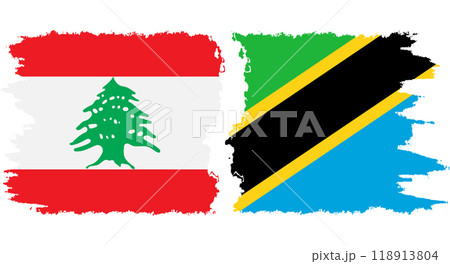 Tanzania and Lebanon grunge flags connection vector 118913804