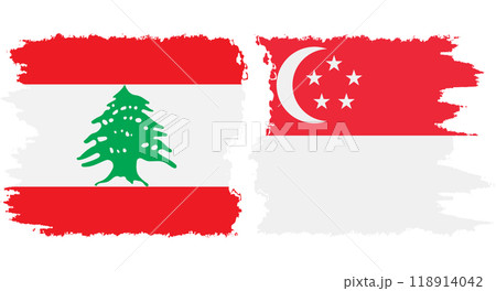 Singapore and Lebanon grunge flags connection vector 118914042