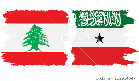 Somaliland and Lebanon grunge flags connection vector 118914047