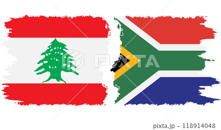 South Africa and Lebanon grunge flags connection vector 118914048