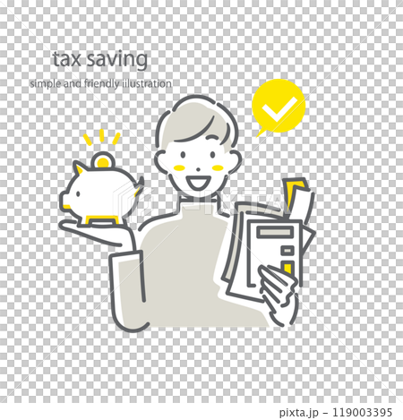 A freelance man who saves on taxes - Simple and stylish line drawing illustration 119003395