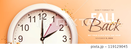 Daylight saving time ends. Fall back concept banner 119129045