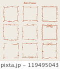 Retro Hand Drawn Square Vector Frames for cards, wedding invitations. 119495043